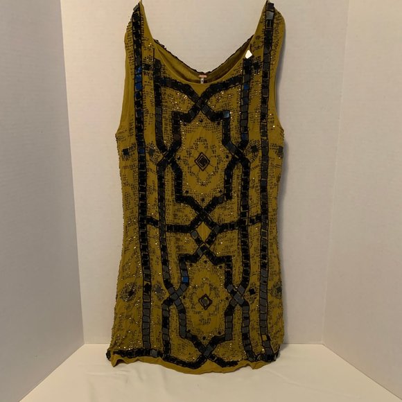 Free People Speak Easy Sequin Mini Dress Moss - Picture 4 of 4